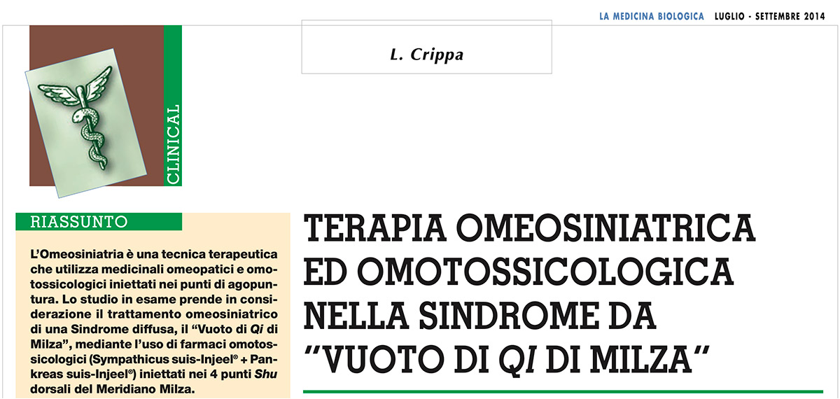 Leonardo Crippa - Terapia Omeosiniatrica ed Omotossicologica nella sindrome da “vuoto di qi di milza”